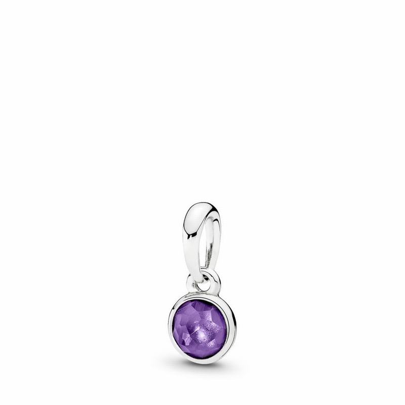 Pandora February Droplet Pendant - Sterling Silver/Purple/Synthetic Amethyst - Canada | XJ5690CF